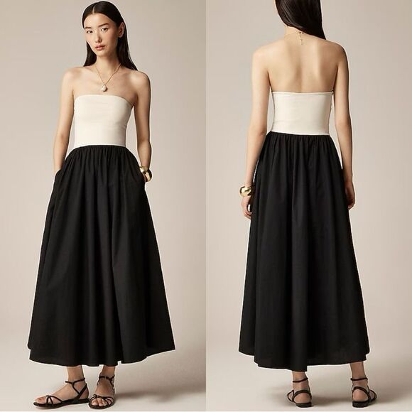 NWT J CREW Strapless colorblock mixy dress in Natural